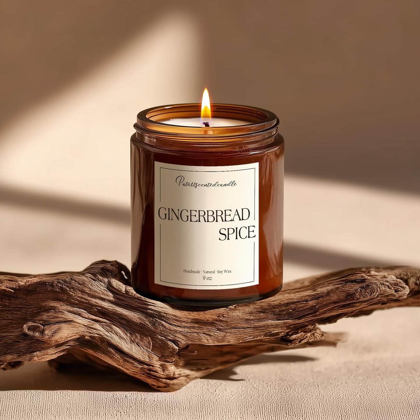 Putart Gingerbread Spice Candles for Home Scented, Natural Soy Wax Aromatherapy Non Toxic Christmas Candle with Long Lasting Burn, Xmas Jar Candle Gifts for House Fragrance Decoration (9oz)