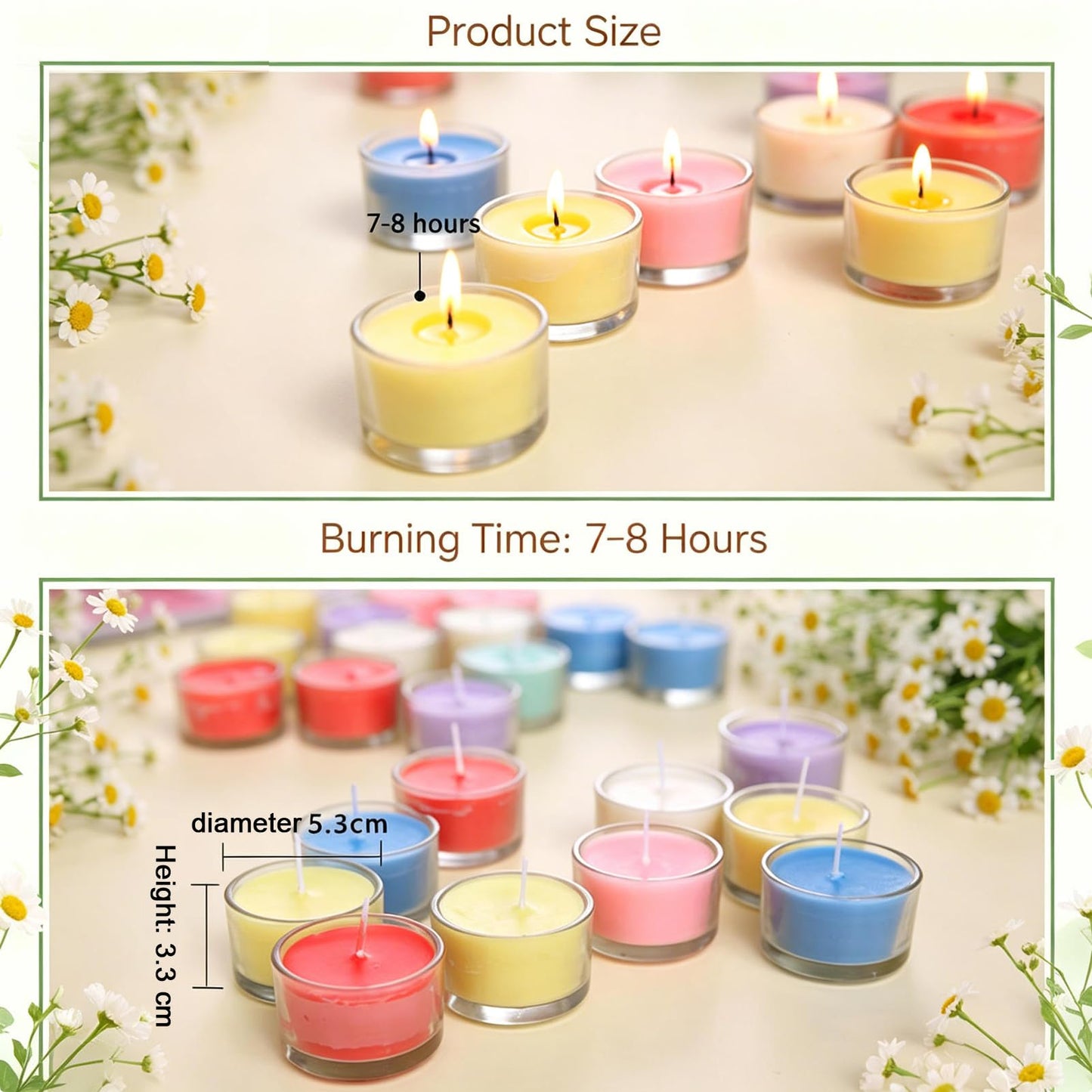 7–8 Hour Long-Burning Scented Tea Lights (6-Pack) — Assorted Scented Candles in Glass Cups | Smokeless & Aromatic — Ideal for Home, Weddings, Parties, and Gifting (Purple)
