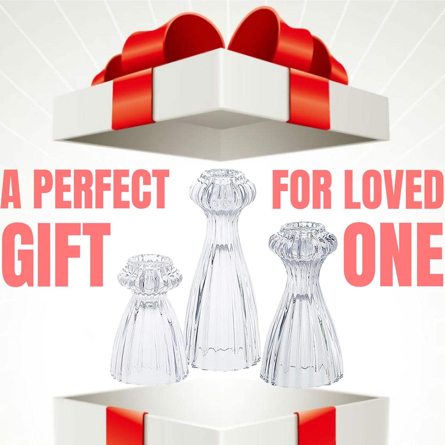Lysenn Glass Candle Stick Holder Set of 3 – Premium Taper Candle Holders for Romantic Ambiance - Candle Sticks Holder Decor for Special Occasions - Amber