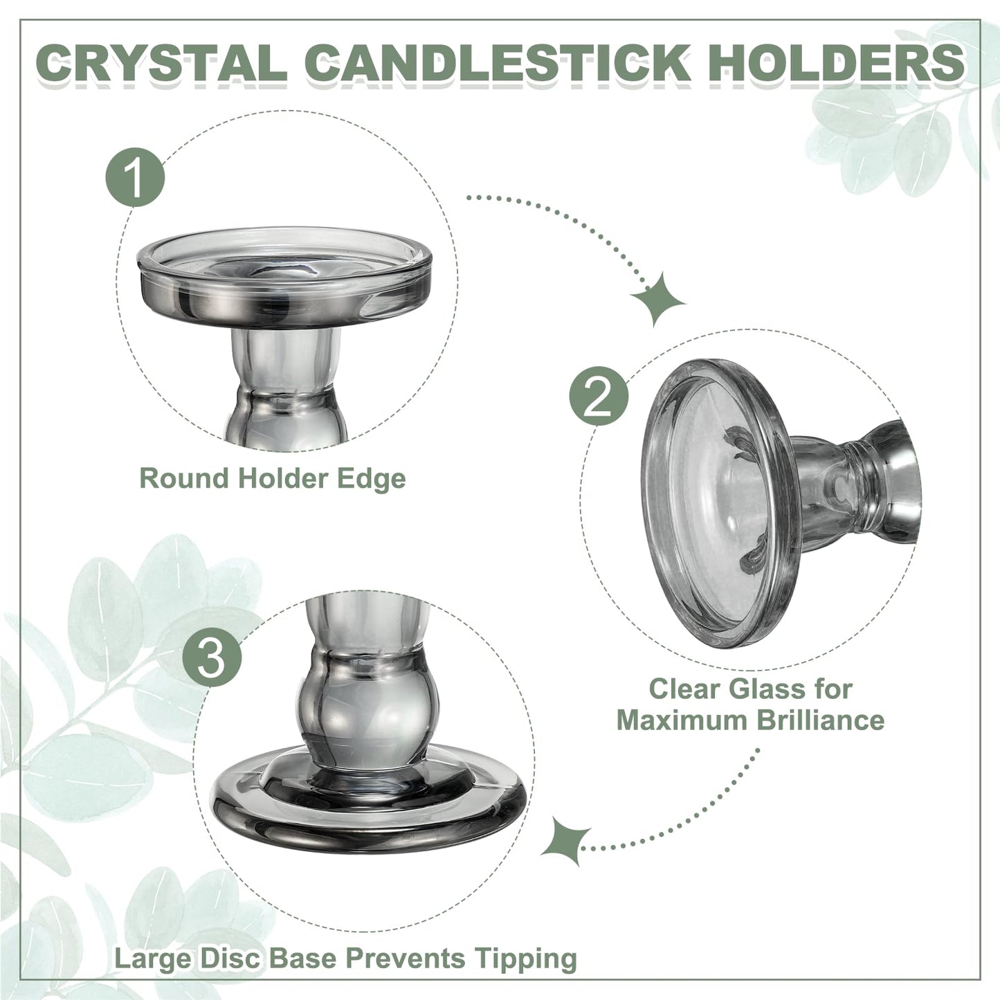uxcell 11 cm Glass Candle Holder for Taper/Column Candles, Candle Holders Tealight Stand Candlestick for Tealight Wedding Table Centerpiece Home Decor, Smoke Gray