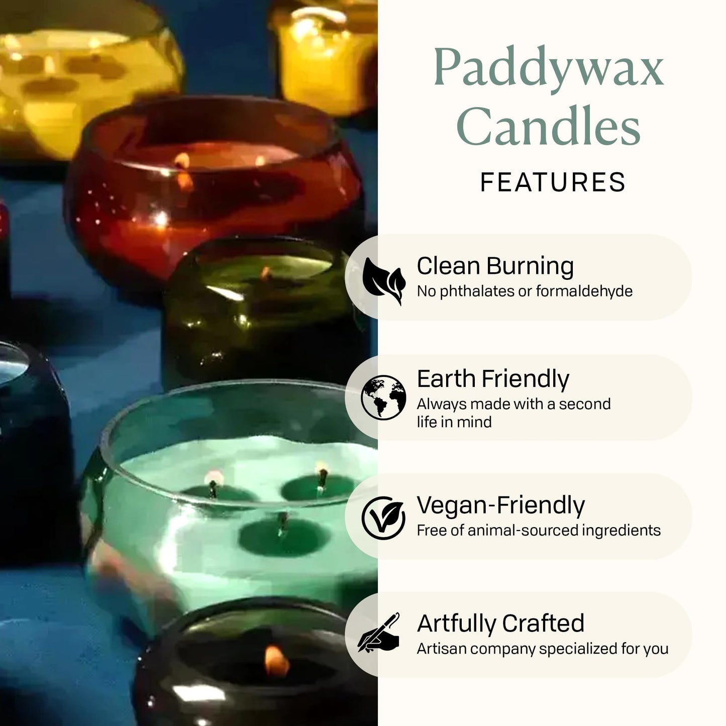 Paddywax Basalt Collection Scented Candle, Soy Wax Blend Glass Jar with Lid, Reusable Home Décor Candle, 10 oz, Navy Vessel, Rosewater Santal