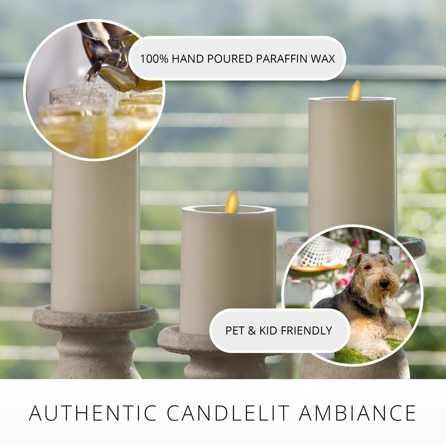 Luminara - Flameless LED Battery Operated Flickering Pillar Candles - Pearl Ivory - Pack of 1-3x6.5 - Realistic Moving Flame Real Wax Indoor/Outdoor