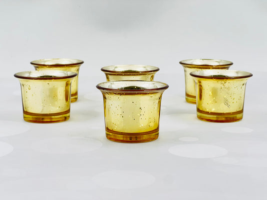 Hosley Set of 6 Metallic Gold Glass Tealight Candle Holders – Vintage Votive Holders for Weddings, Home Décor, Parties, Reiki, Spa, and Garden Lighting Elegant Centerpiece & Gift