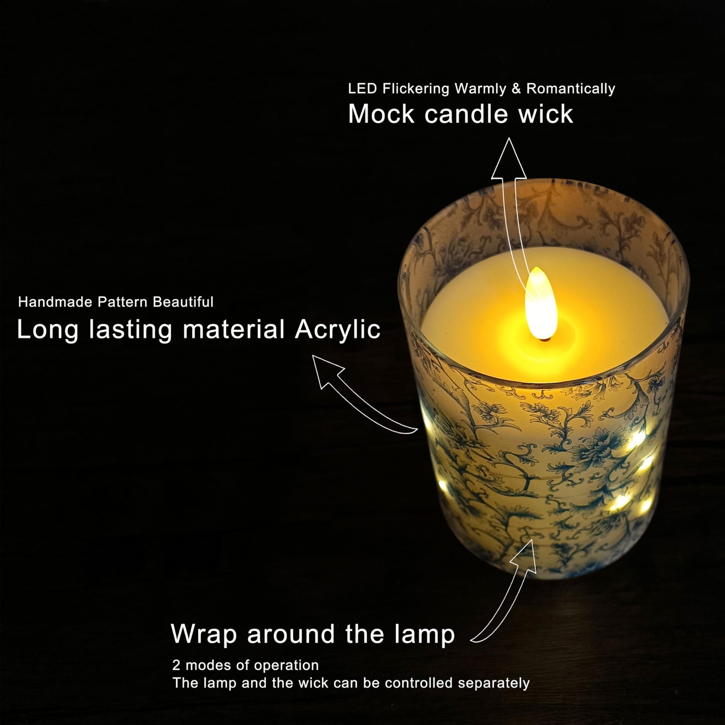 NJAO HOO Flickering Flameless Candles, LED Candles 3D Wick Acrylic Battery Operated LED Pillar Candles with Remote and Timer for Day 4th of July Decor Set of 3(American Flag)