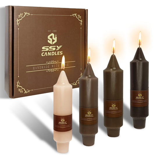 Gedengni Taper Candle Brown Candlesticks,4pcs Short Candle Stick 5 inch Tapered Candles Small Twisty Candlesticks for Home Décor Weddings Women Gifts (7D4PC-COFFEEGRA)