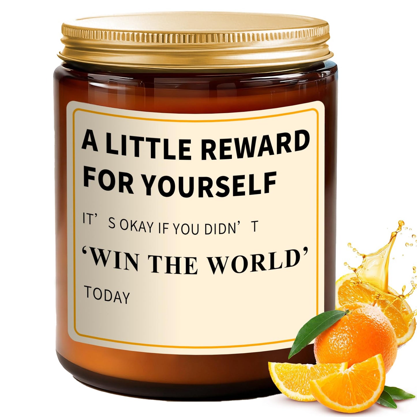 Reward Candle Gifts for Women Men - 7 oz Orange Scented Candle - Soy Candle Gift for Women, Birthday Mother Gifts for Mom, Encouragement/Cheer Up/Positive Gift for Friends, Coworker, Sister