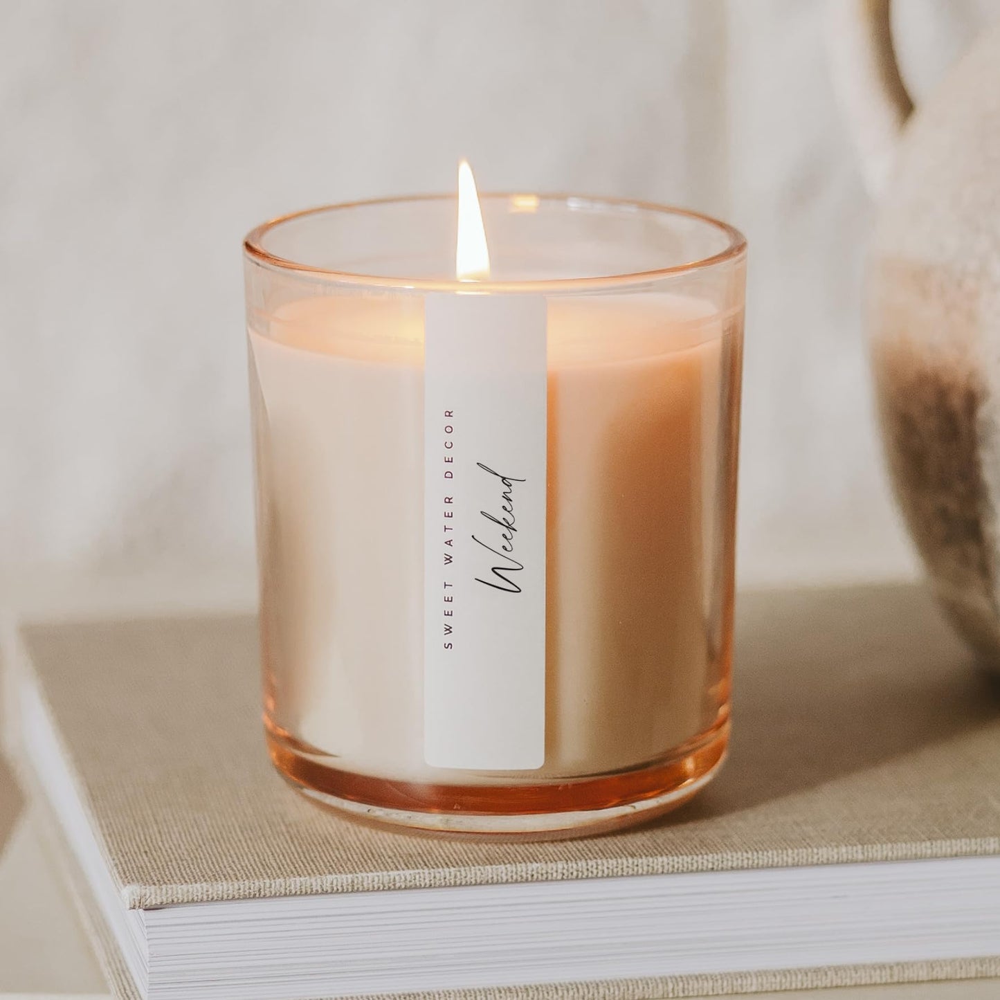 Sweet Water Decor Weekend Scented Soy Candles – Citrus, Grapefruit, Sage, Lavender, Amber – Cozy and Fresh Aroma – 50 Hour Burn – 12oz Tinted Glass Jar for Home Decor and Bedroom Decor