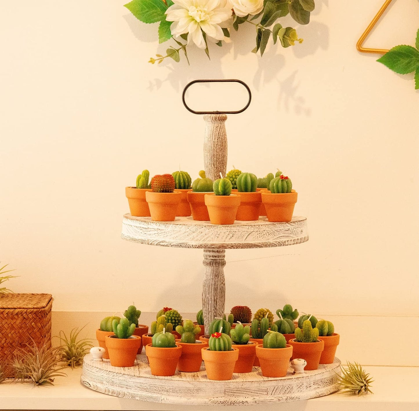 12pcs Cactus Tealight Candles Bridal Shower Gifts Boho Mexican Party Decorations Succulent Candle Mini Tea Light Baby Shower Favors Novelty Fiesta Terrarium Plant Candles Bulk