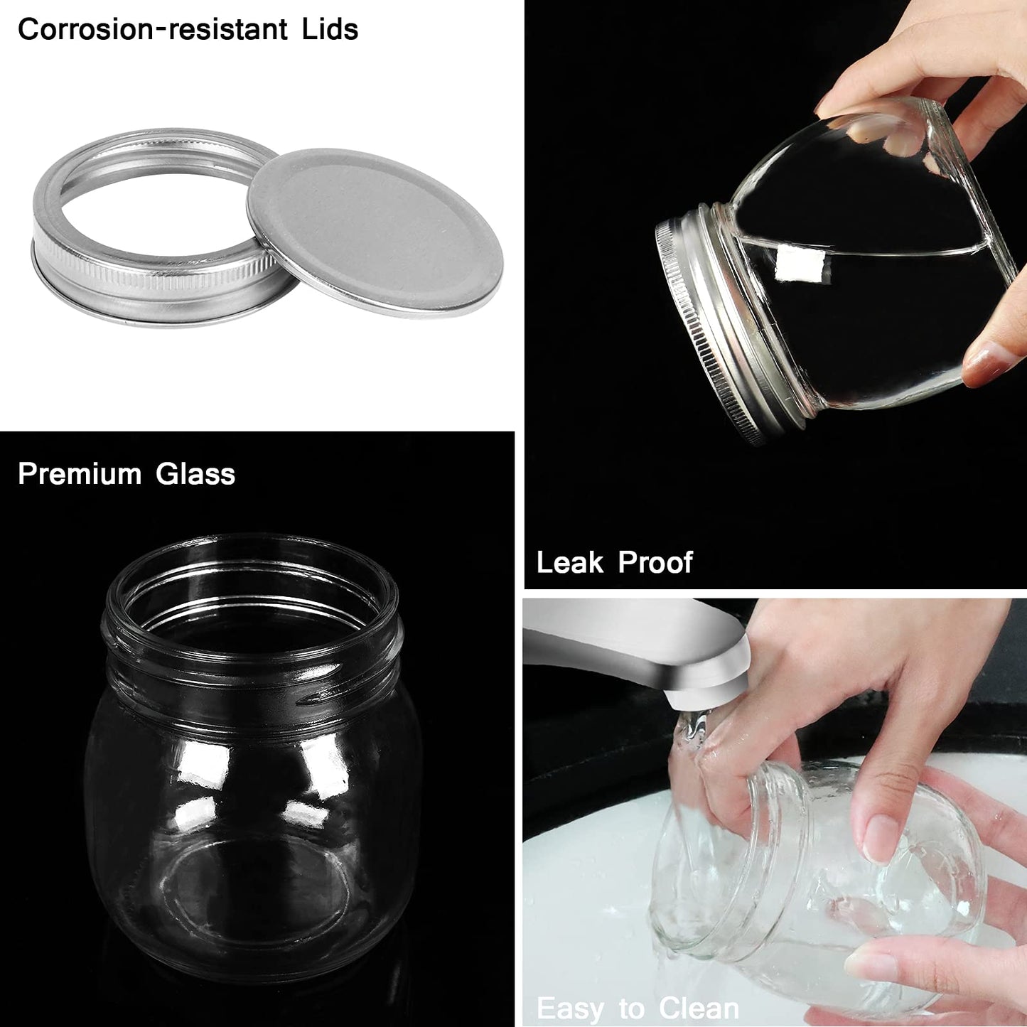 10 oz Mason Jars, 24 Pack 300ml Glass Canning Jars with Regular Mouth Lids, Glass Jars Storage Containers for Overnight Oats, Jam, Jelly, Honey, Beans, Spice, Wedding Party Favors, Shower Favors