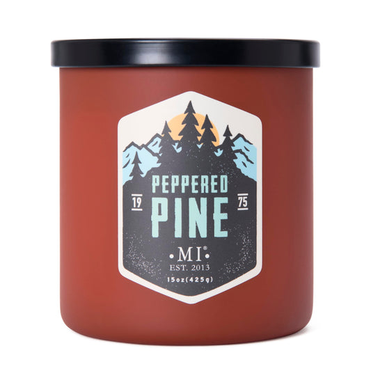Manly Indulgence Peppered Pine Scented Candles for Men, 2 Wick, 15 oz Premium Soy Blend, 60H Burn, Candles for Home Scented – Made in The USA