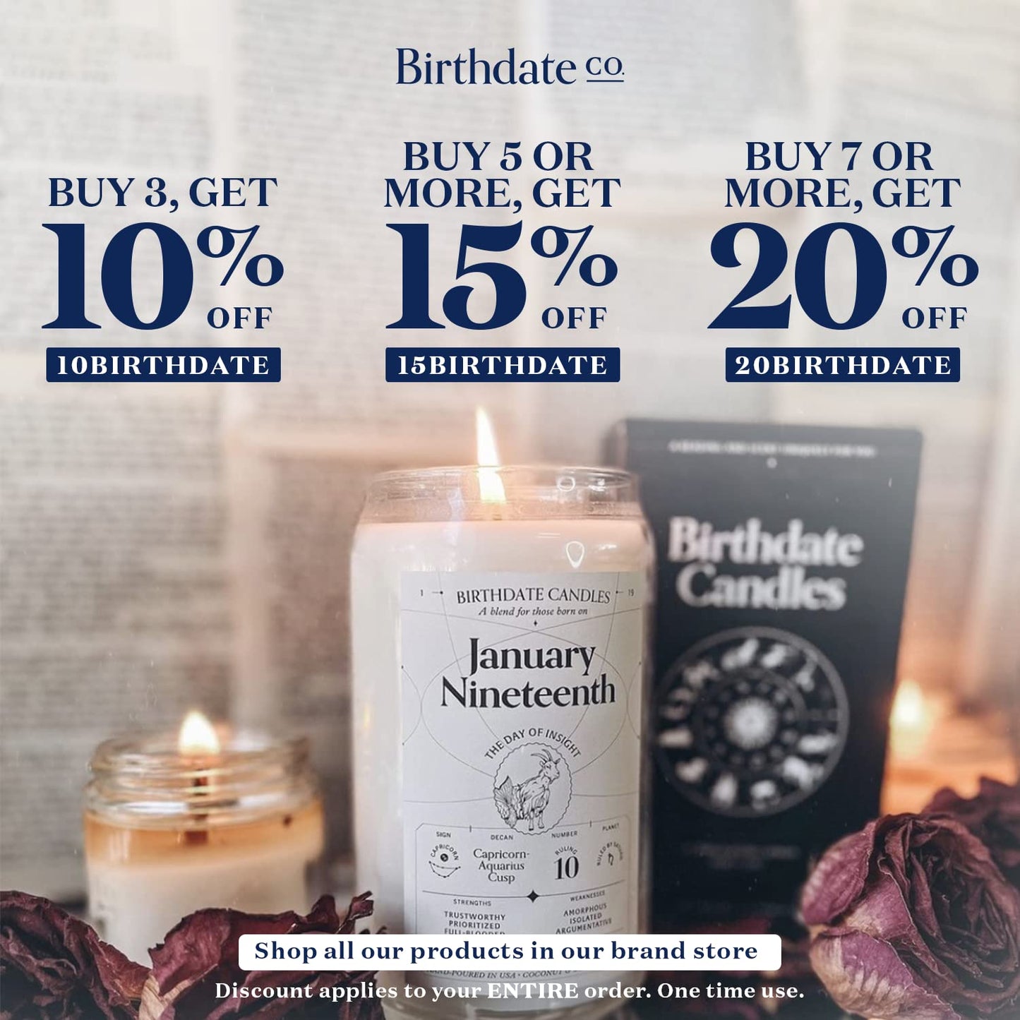 Birthdate Candles, April 10 - Aries Zodiac Scented Candles Birthday Gift - Mint, Geranium & Cedarwood Scent - All-Natural Soy & Coconut Wax, 60-80 Hour Burn Time - Made in USA