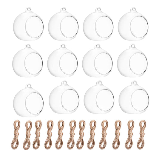 BlogBlog Hanging Glass Candle Holder, Globe Glass Tea Light Holder, Hanging Glass Vase, Flower Plants Terrarium, Glass Orbs Container, Micro Landscape DIY for Home, Office, Wedding (2.36" 12Pcs)