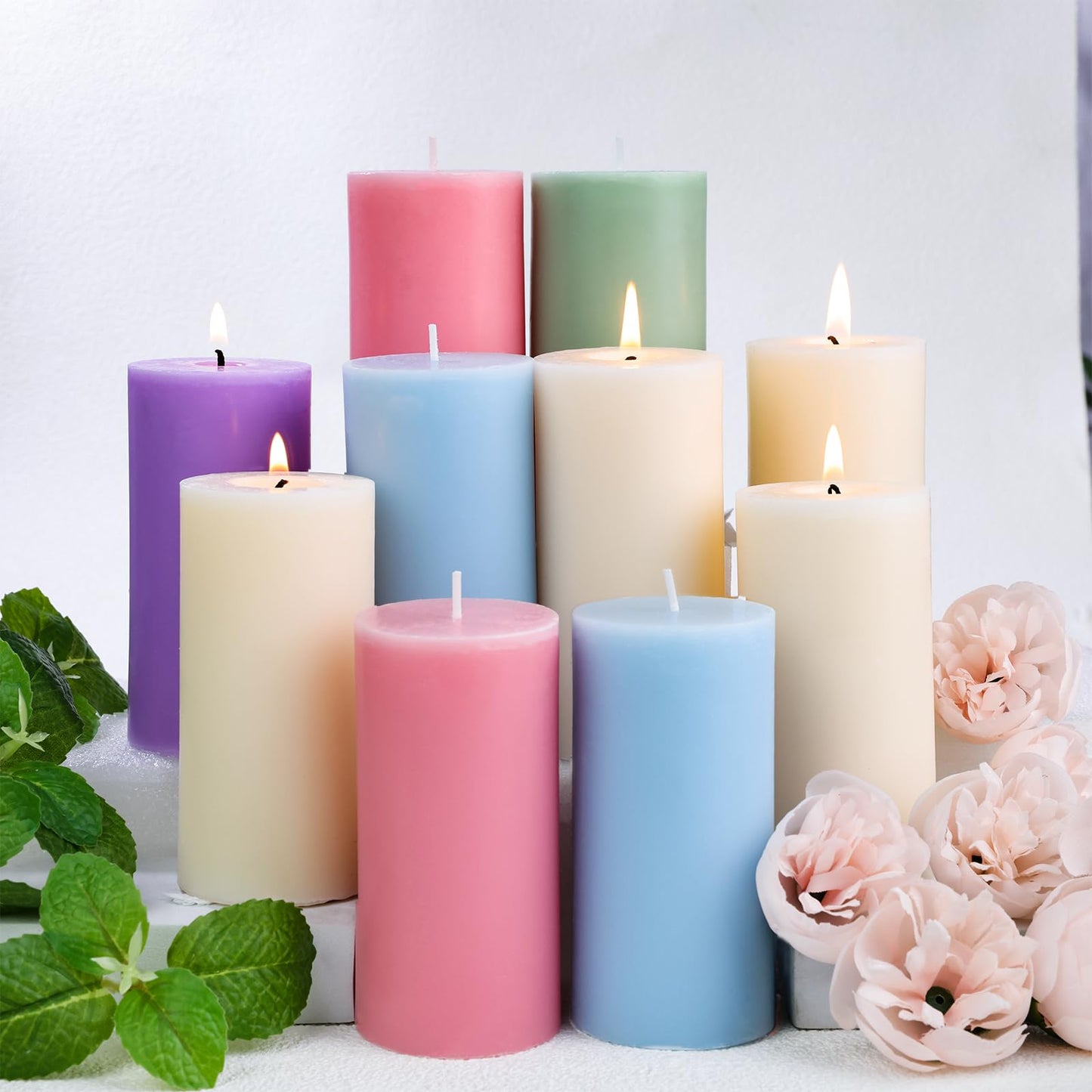 Uniteland Patchouli Frankincense Scented Pillar Candles, Handmade Soy Pillar Candles for Home, 105 Hours Aromatherapy Candle Clean Burning for Bathroom Living Room