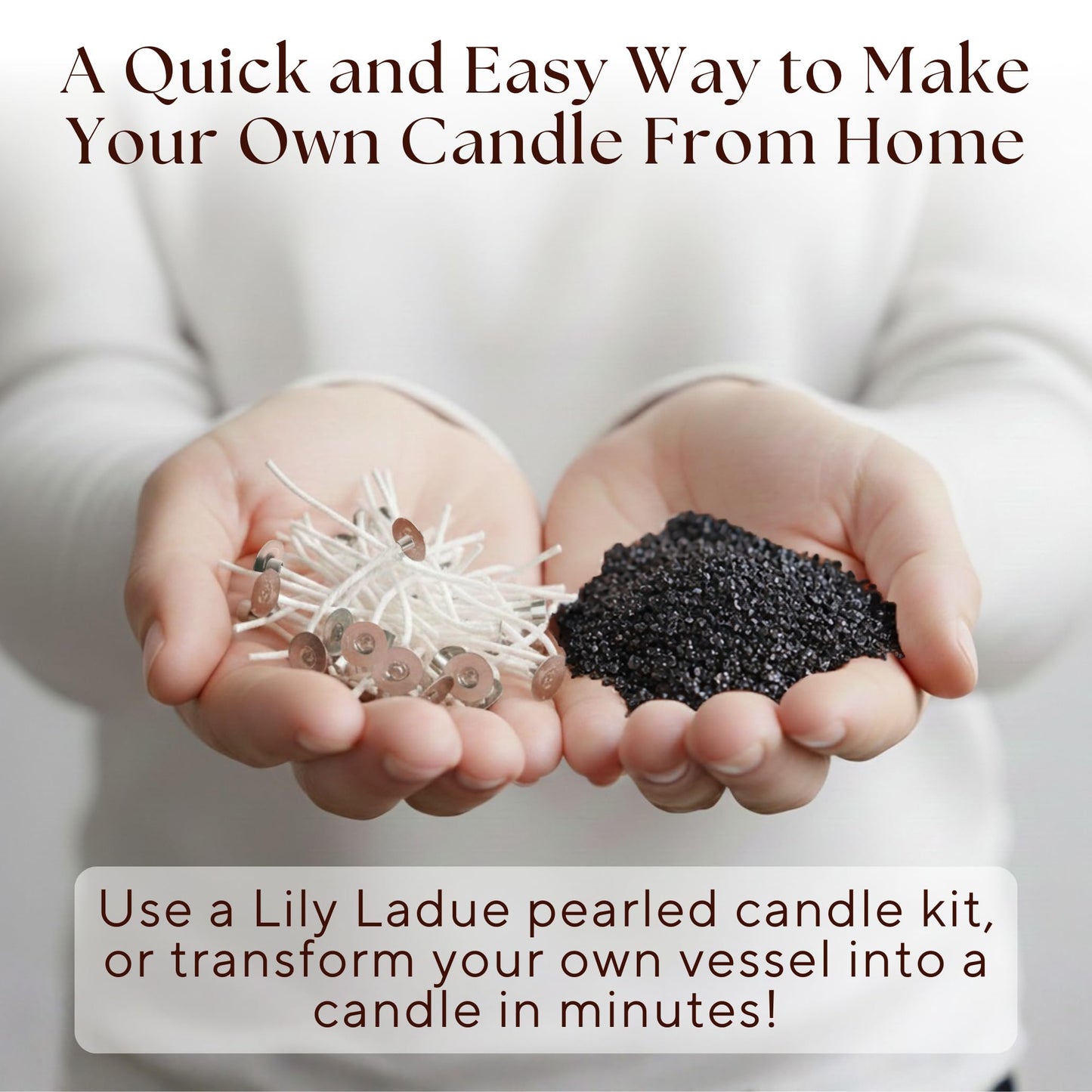 LILY LADUE Sand Candle Refill Kit - 1Lb/16Oz Black Pearled Candles Sand and Wicks (24) without Holder, Unscented Aroma Beads, Reusable Powder Pearls Bulk Wax Pearls for Refillable Pearlized Pellet Set