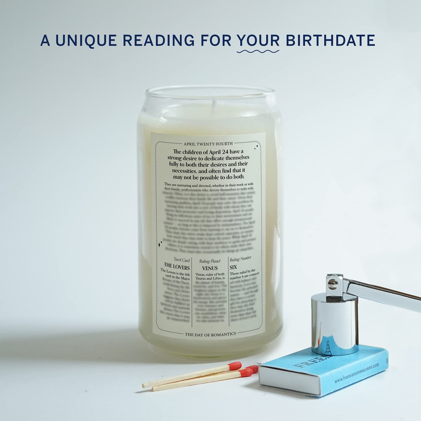 Birthdate Candles, April 24 - Taurus Zodiac Scented Candles Birthday Gift - Cedar, Sandalwood & Eucalyptus Scent - All-Natural Soy & Coconut Wax, 60-80 Hour Burn Time - Made in USA