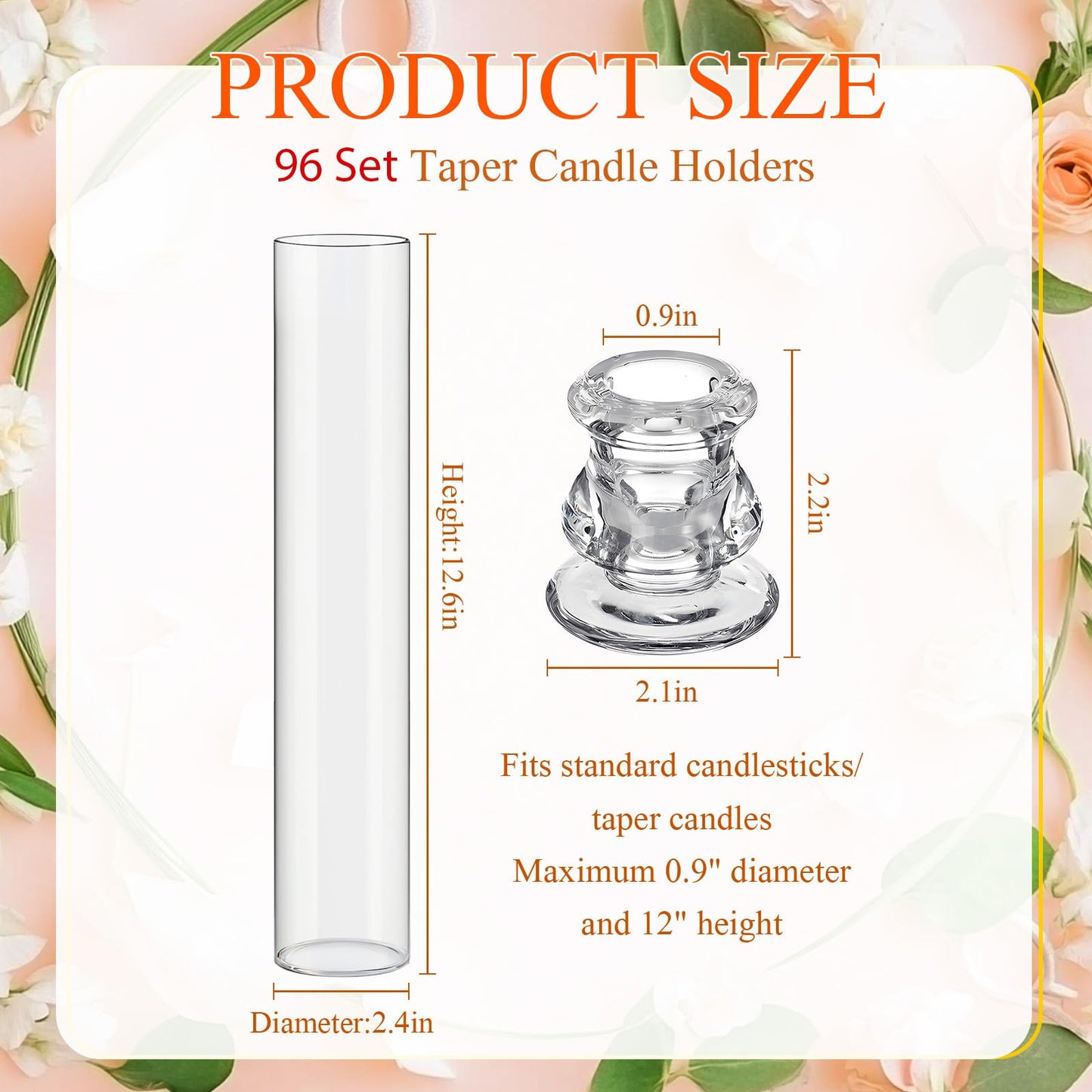 Teenyyou 12 Set Glass Hurricane Candle Holders Bulk 12.6" Open Ended Glass Candleholder Tube Shape Bottomless and 2.2" Taper Clear Candlestick Holders for Wedding Table Centerpiece (Clear)