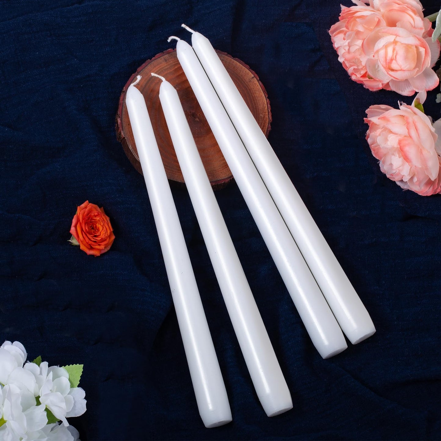 Everymoment White Taper Candles - 12 Pack 10 Inch Candlesticks - Dripless & Smokeless for 8 Hours - Unscented Paraffin Wax - Perfect for Wedding Christmas Halloween Holiday Dinner Table & Home Decor