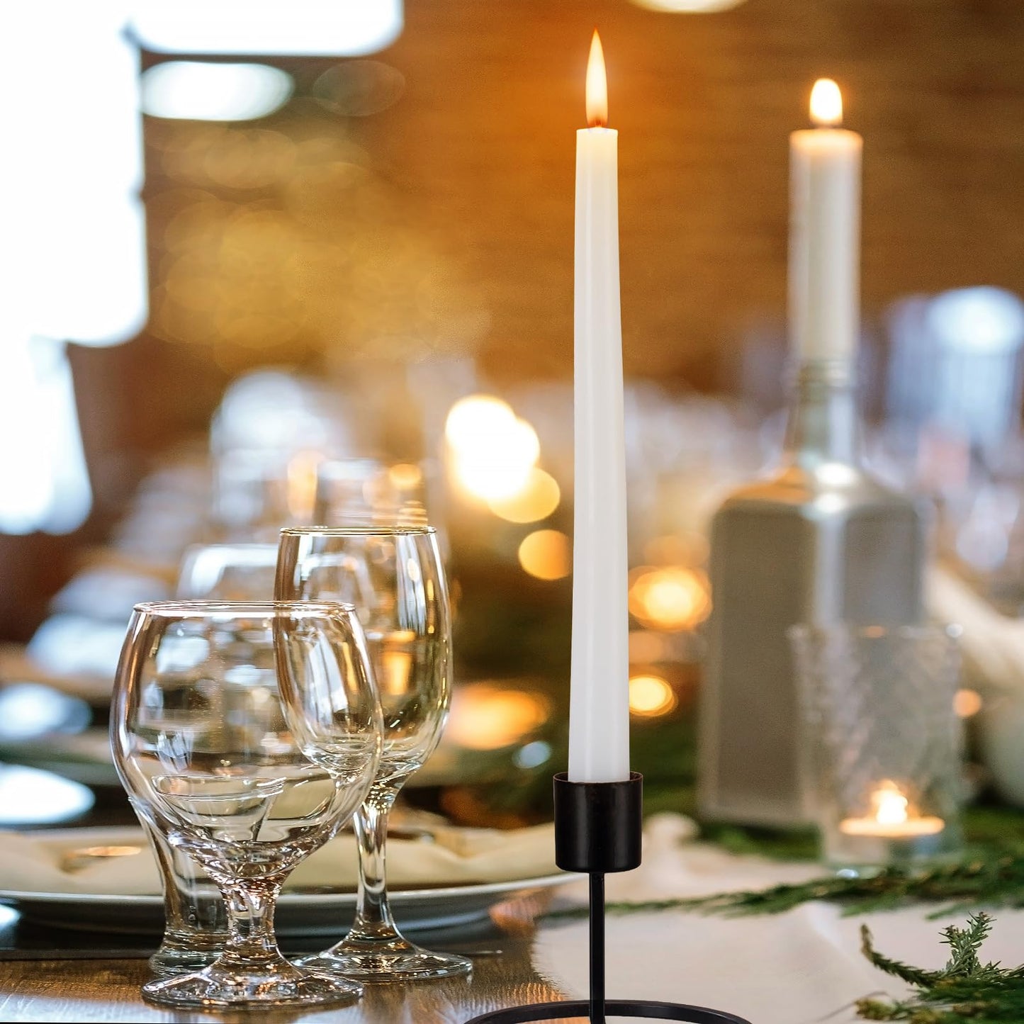 Pandaing 36 Pack White Taper Candles, 6-7 Hours Burn Time, Unscented and Smokeless, 4/5 x 10 Inch Dinner Candle Set for Household, Wedding, Party and Home Décor Candlesticks