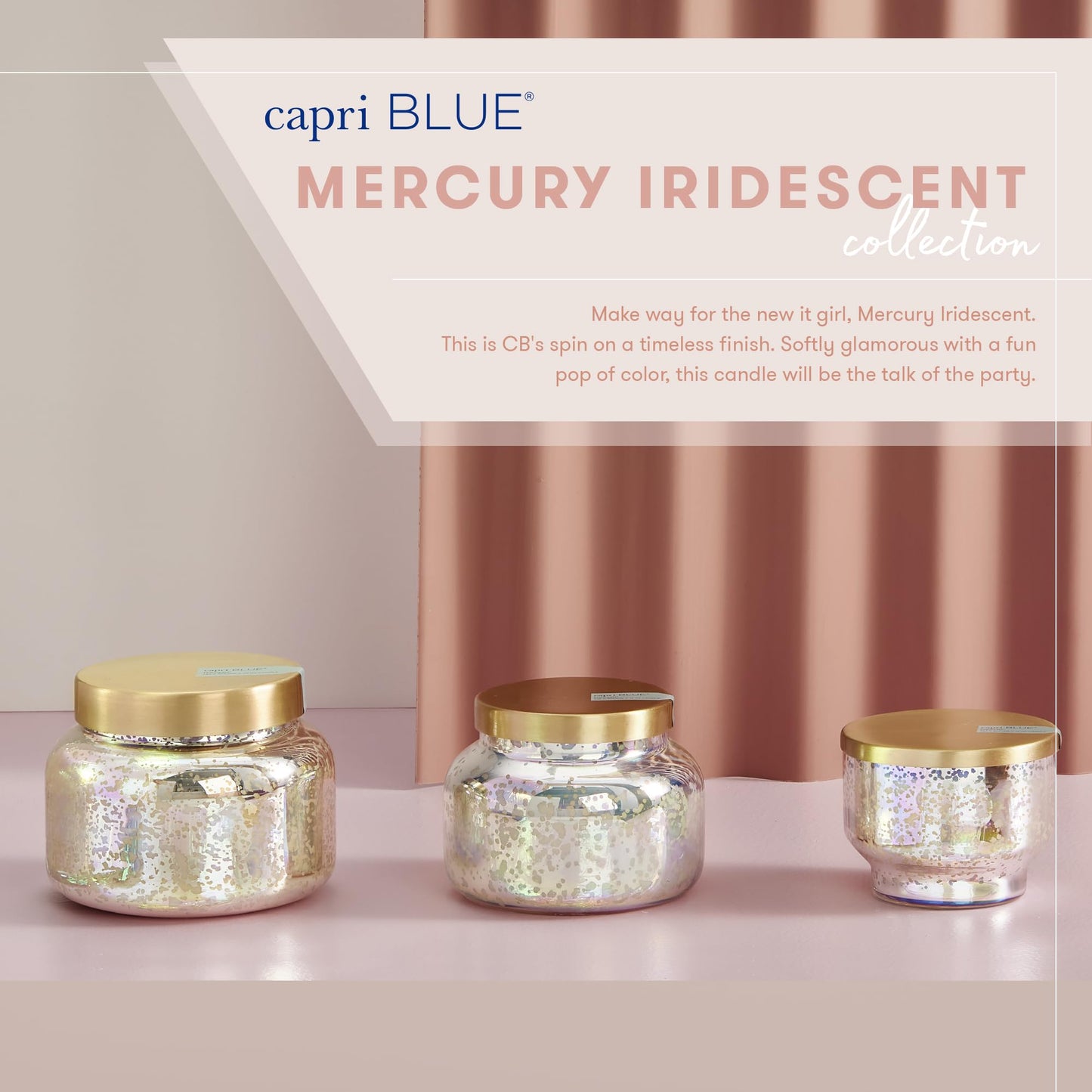 Capri Blue Mercury Iridescent Scented Candles for Home - Long Lasting Decorative Jar Luxury Candles - Gifts for Women & Men - Soy Wax Blend - Blue Jean (19 oz)