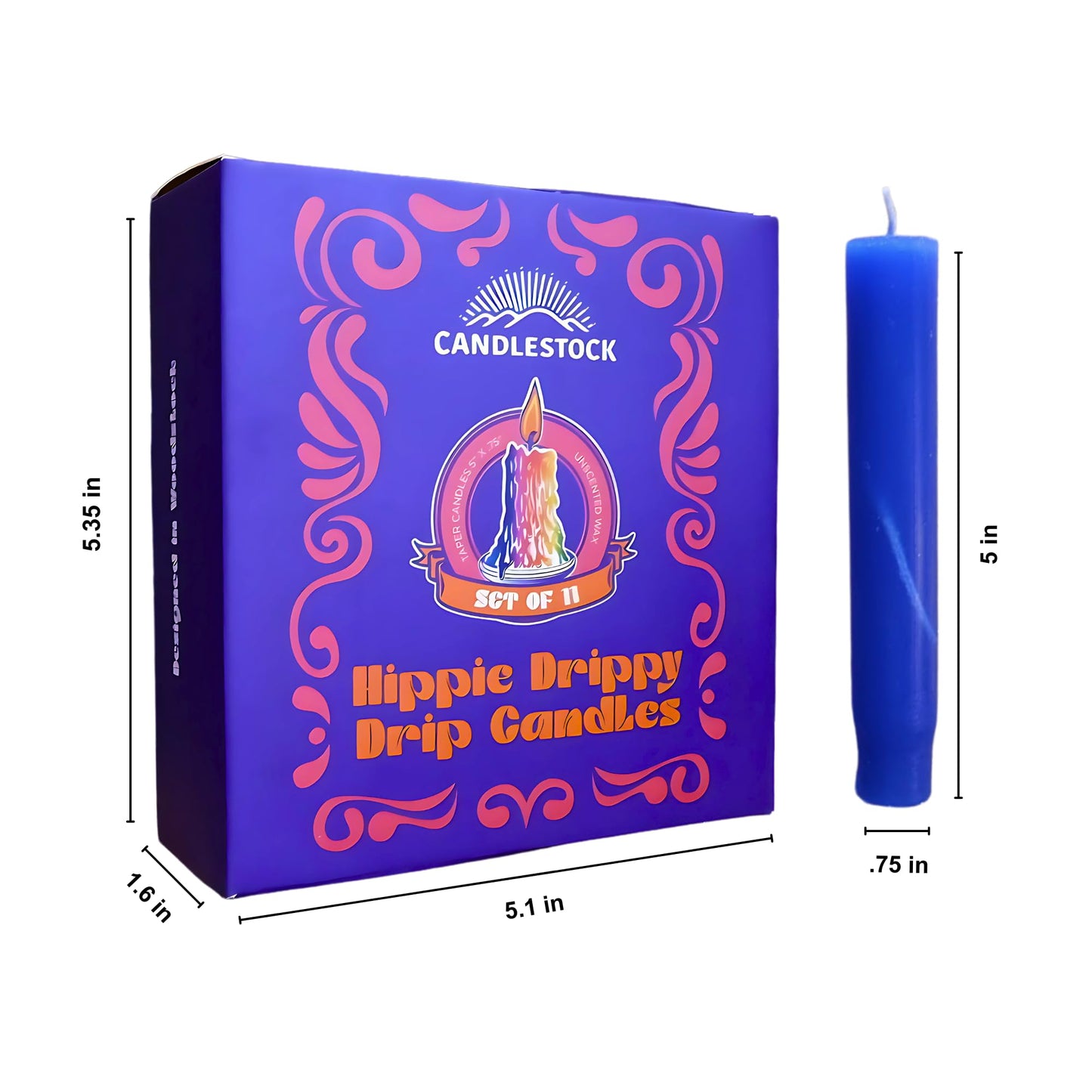 Candlestock Hippie Drippy Drip Candles - Pack of 11 Dripping Taper Candles - Wine Bottle Melting Candles (Ivory)