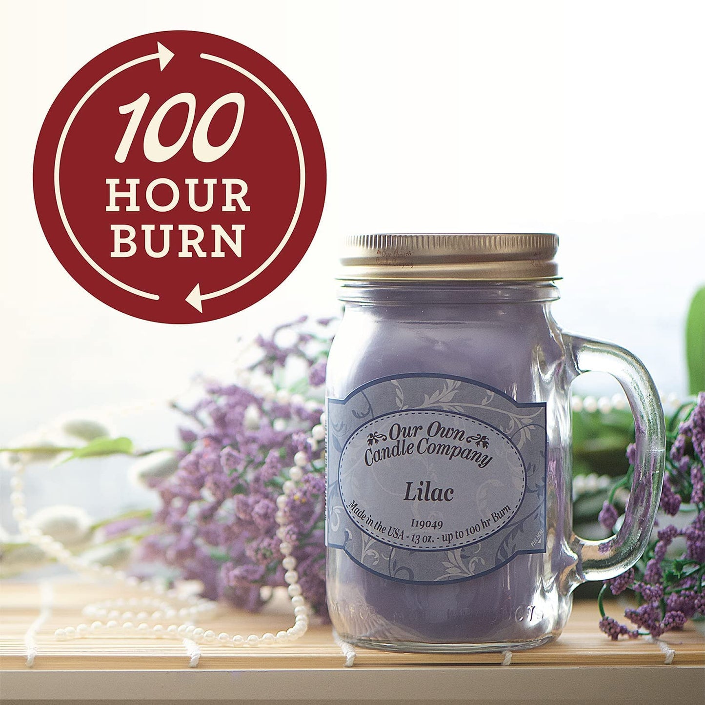 Our Own Candle Company, Fresh Linen Scented Mason Jar Candle, 100 Hour Burn Time,13 Ounces