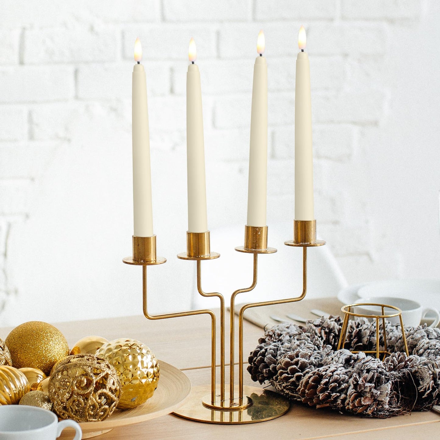 Baquler 24 Pcs Flameless Taper Candles LED Taper Candles Flickering Bulk Ivory LED Candlestick for Easter Wedding Church Halloween Christmas Party Decor Table Centerpiece, 8.5 in, No Batteries