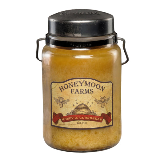 McCall’s Candles | Honey & Cornbread | 26 oz Scented Candle | USA-Poured | Vintage Rustic Jar with Carrying Handle | Sweet Buttery Bakery Fragrance