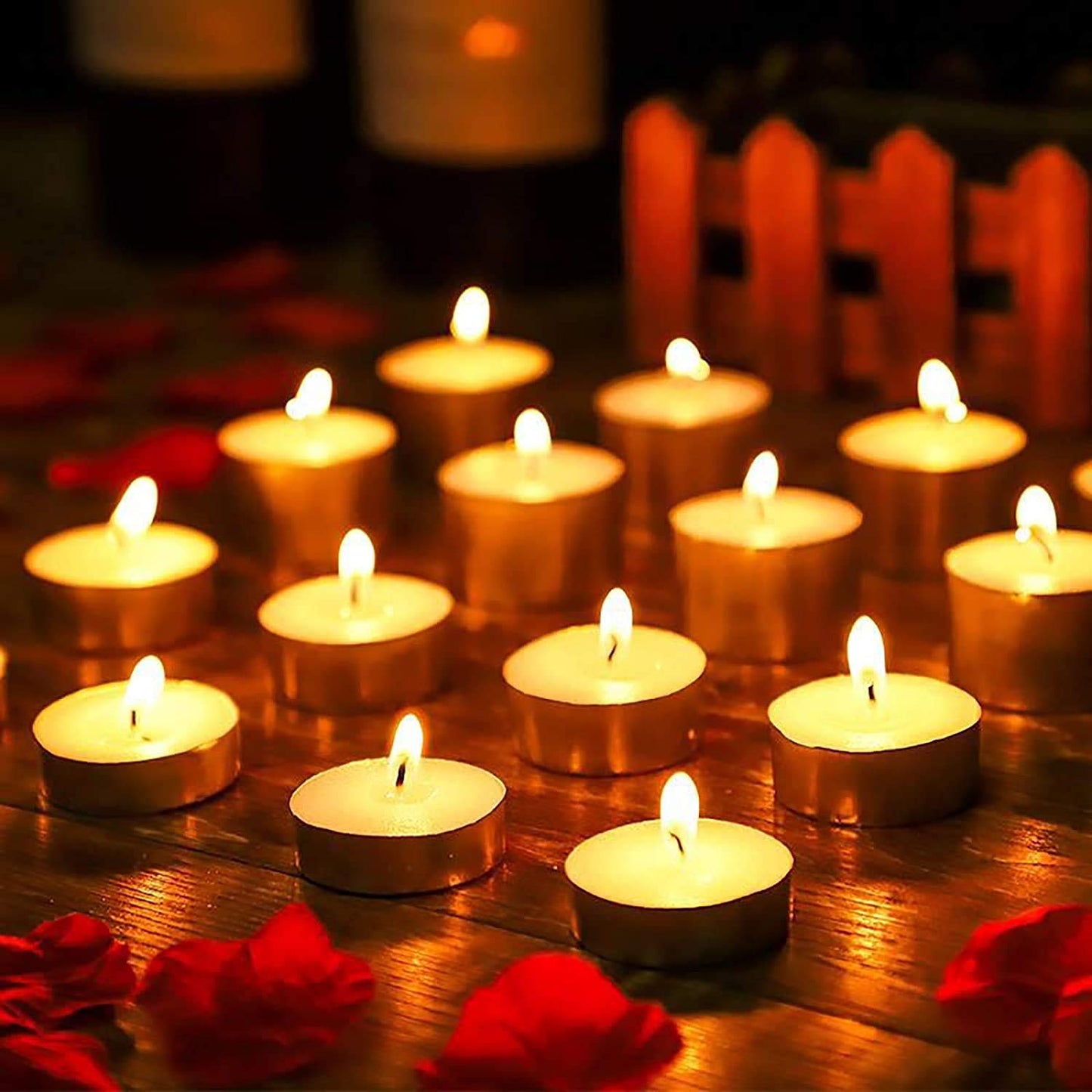 OUO Tea Lights - 50 Pack Smokeless, Dripless & Long Lasting Mini Tealight Candles for Mood, Dinners, Parties, Home Decoration, Wedding, Crafts (Pink)
