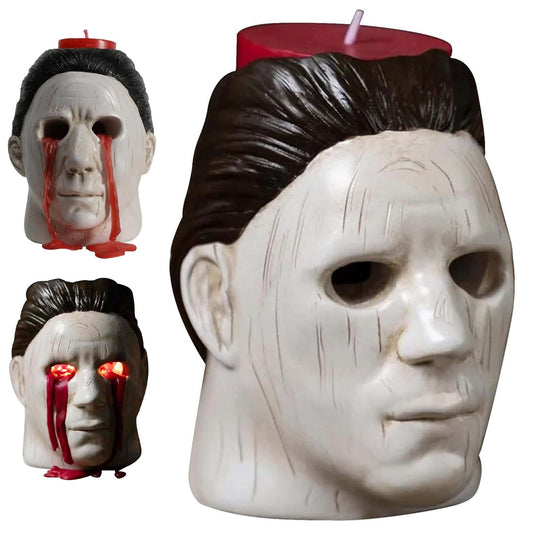 Ksheria Michael Myers Candle Holder,Halloween Candle Horror Movie Statue with Bleeding Eyes, Scary Spooky Decoration Ornament for Home Party & Living Room Contains red Candle