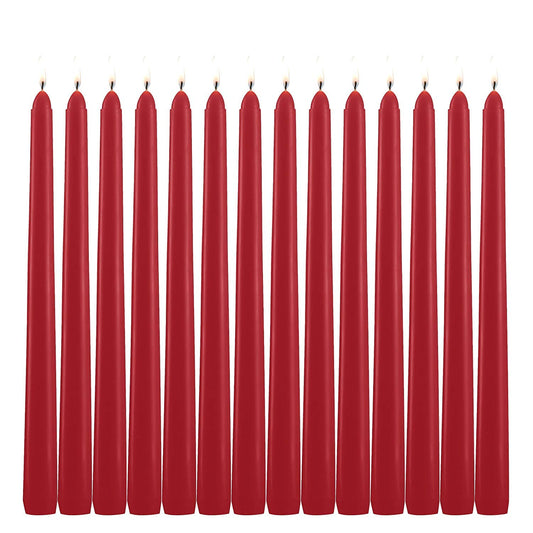 Grcdoyvl 14 Pack Tall Red Taper Candles - 10 Inch Red Dripless, Unscented Dinner Candle - Paraffin Wax with Cotton Wicks - 8 Hour Burn Time.