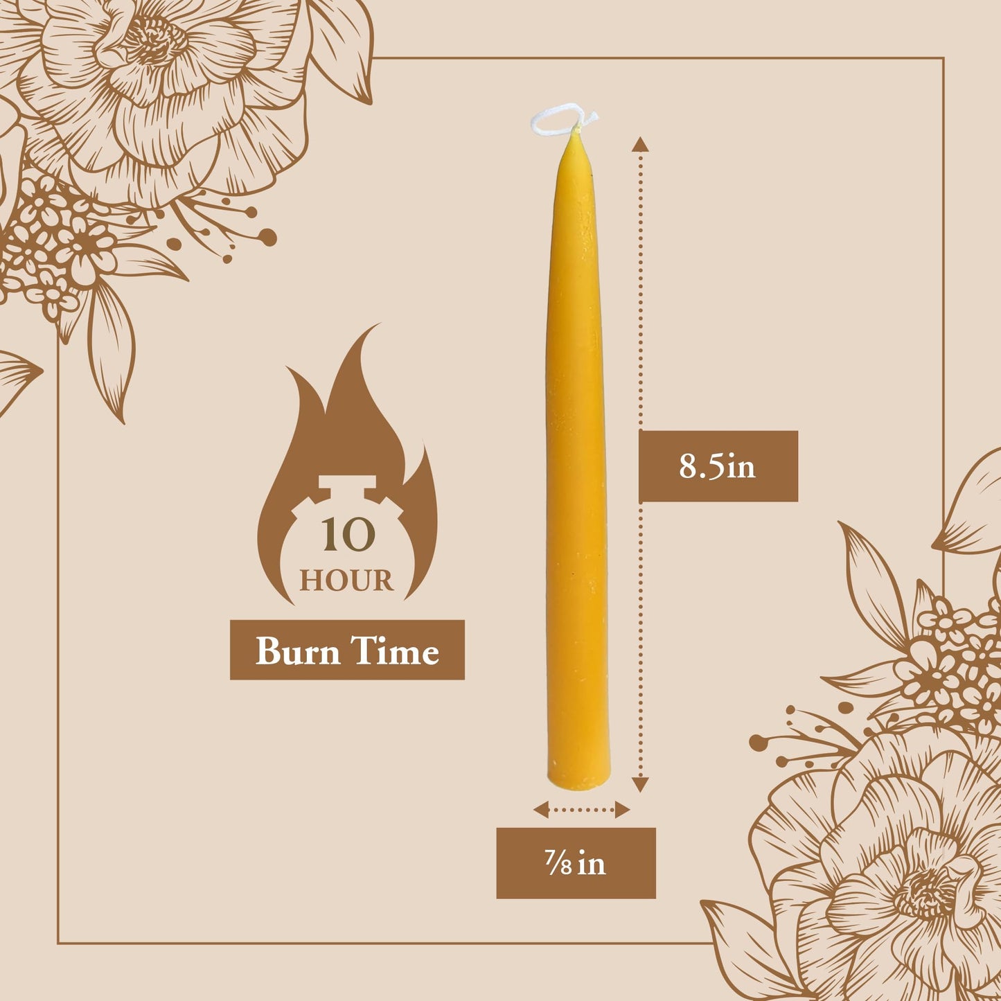 100% Pure Beeswax Taper Candles - All-Natural Handmade Decorative & Dipped Smokeless Unscented Candles for Christmas, Advent, and Hanukkah, Pink Sunrise, 8.5 Inches, 12 Candle Set, by BeeTheLight