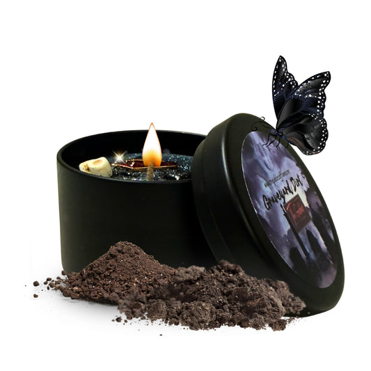 Graveyard Dirt Spiritual Spell Candle for Necromancy, Protection and Banishing|Remove hexes and Bad luck | All Natural & Organic Coconut Wax Candle for House Energy Cleansing Purification (4oz)