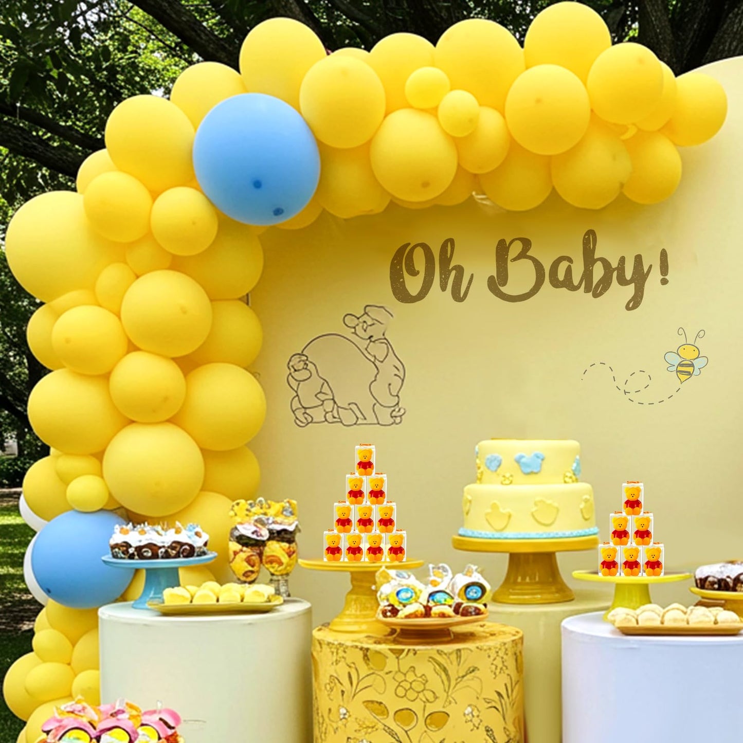 Dansib 50 Pcs Bear Baby Shower Candle Favors for Guest Bear Party Favors Baby Shower Candles Bulk for Gifts Party Decorations (Yellow)