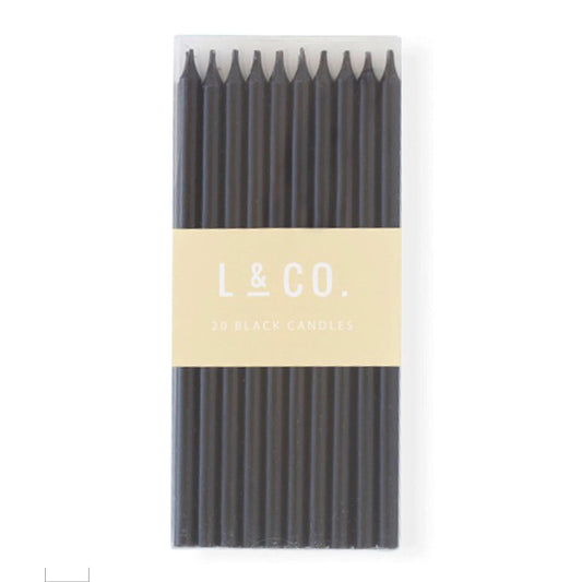 Sisterly Market 20 Count Tall Skinny Black Solid Birthday Cake Candles for Birthday Wedding Party Cakes Decorations