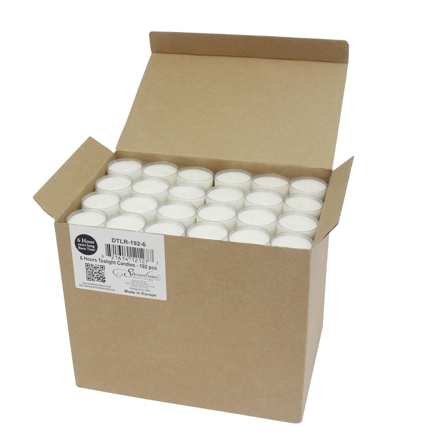 Stonebriar 192 Count White Unscented 6 to 7 Hour Extended Burn Time Clear Cup Tea Light Candles (Pack of 2)