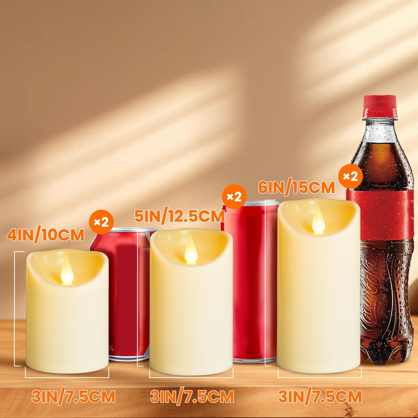 YIWER Plastic Candles with Remote,Flameless LED Candle Powered by Batteries with Remote Control Electric Fake Flickering Light D 3”H 4”5”6” Pack of 6