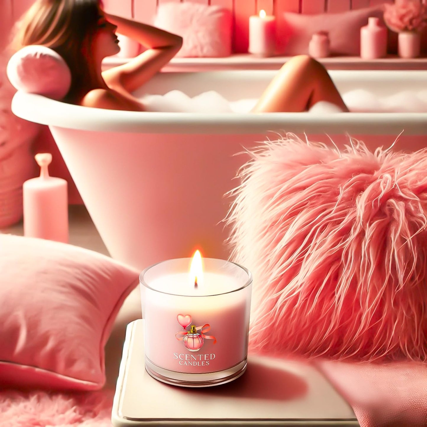 CHILLFLAME Pink Candles, Scented Candle Gift Set for Stress Relief, 3 Votive Candles for Women and Men, Birthday Candle Gifts for Women, Candles Gifts for Women (Pink, 7 oz)