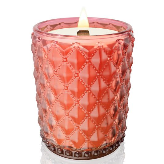 M&SENSE 16.6oz Wood Wick Scented Candle, Non Toxic Soy Wax with Crackling Wick, LemonGrapefruit Scent 100H Burn Long Lasting for Bedroom Kitchen Home Decor, Housewarming Gifts for Family Friends
