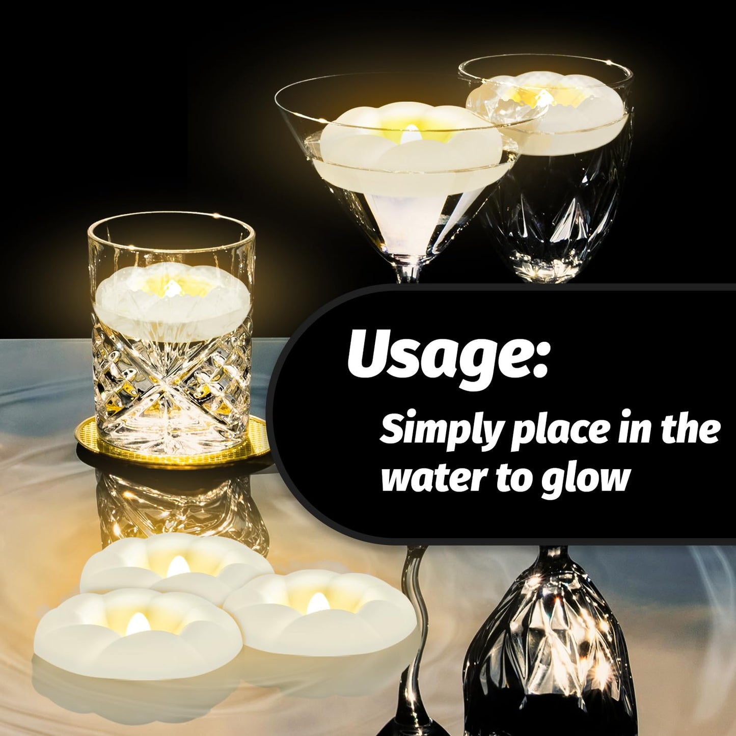 36PACK LED Flameless Floating Candles, 3'' Battery Operated Flickering Waterproof Plastic Tealights for Cylinder Vases, Pool, Centerpieces at Wedding, Party, Holiday Decor(Warm White)