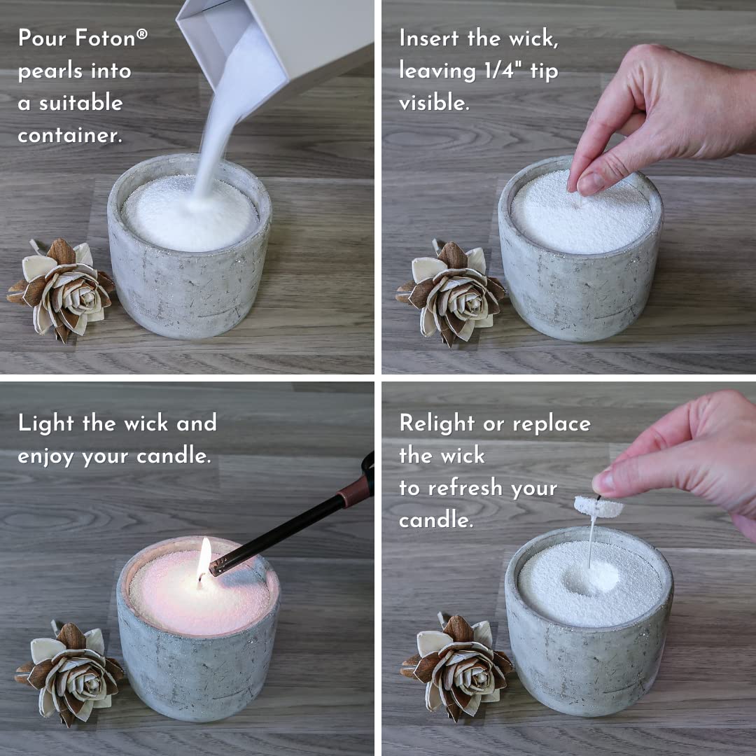 Foton Pearled Candle 9lb - Bulk Snowy Cider Scented Non Toxic Luxury Long Lasting Powder Wax Sand Candles - Refillable Pearl Foton Candle Sand with 100 Wicks for Candles Making