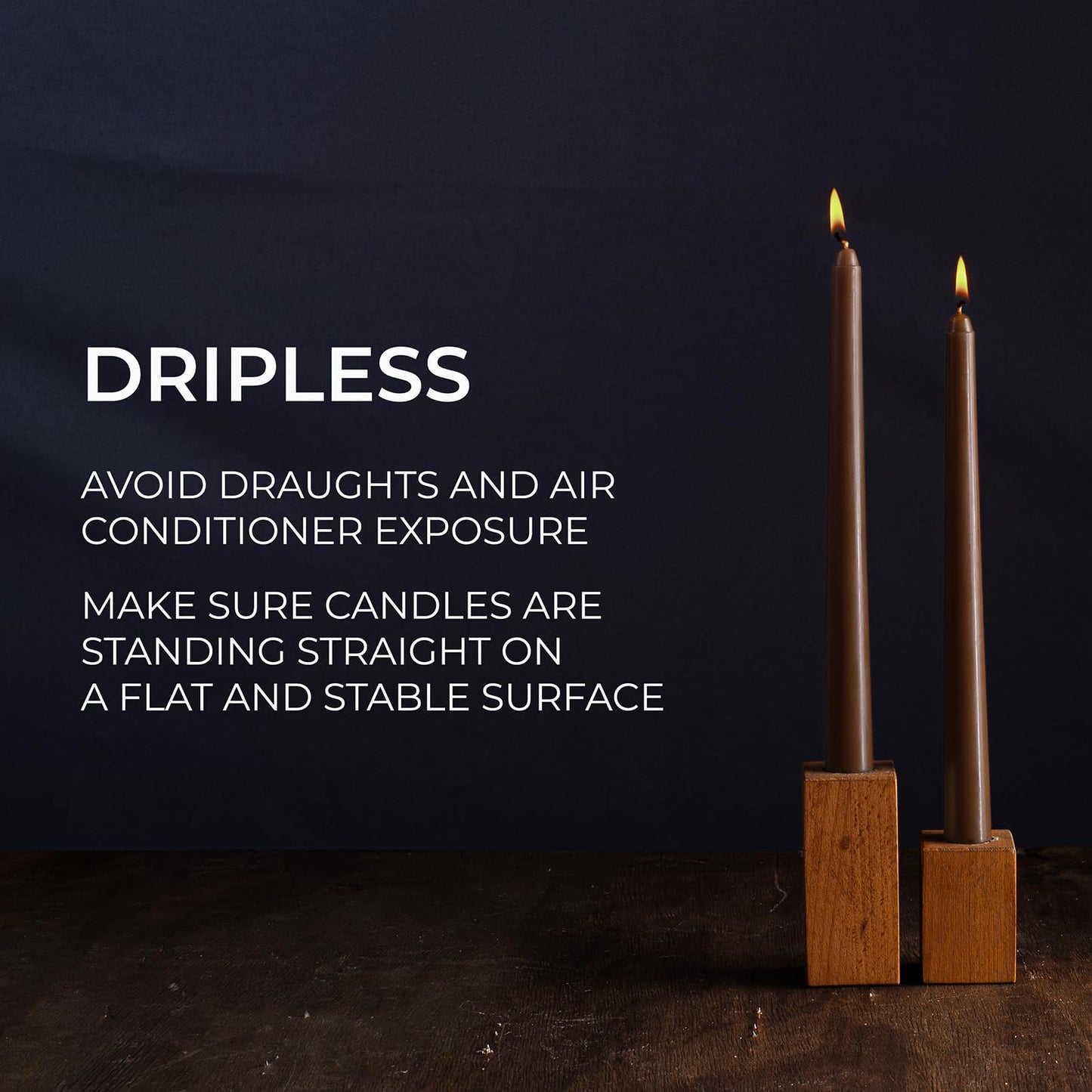 CANDWAX 10 inch Candlesticks - Set of 12 Dripless Tapered Candles - Brown Candles for Home Decor