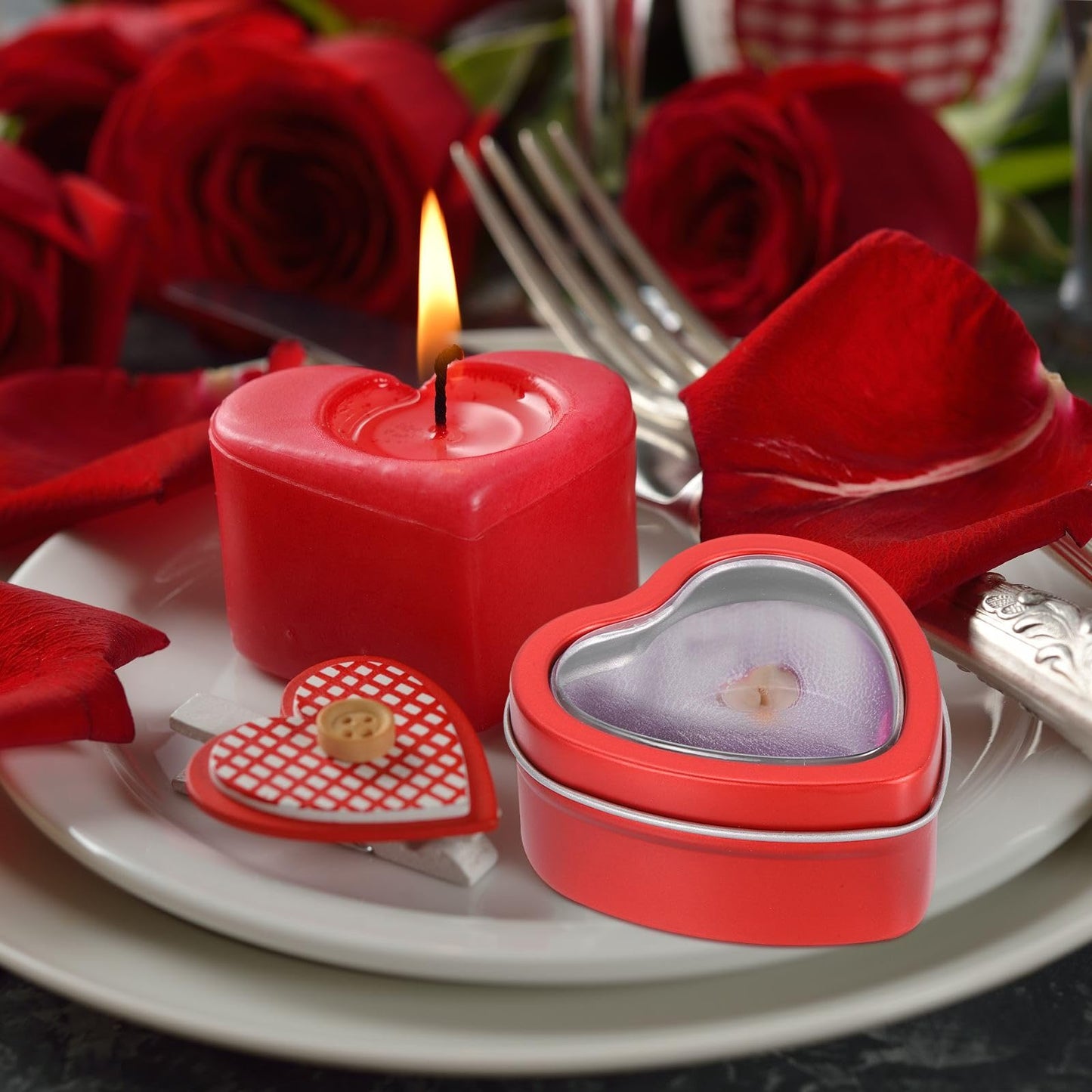MECCANIXITY Heart Shaped Candle Tins, 2 oz Empty Metal Tin Cans Candles Containers for Candle Making Candies Gifts DIY Crafts, Silver, Pack of 8