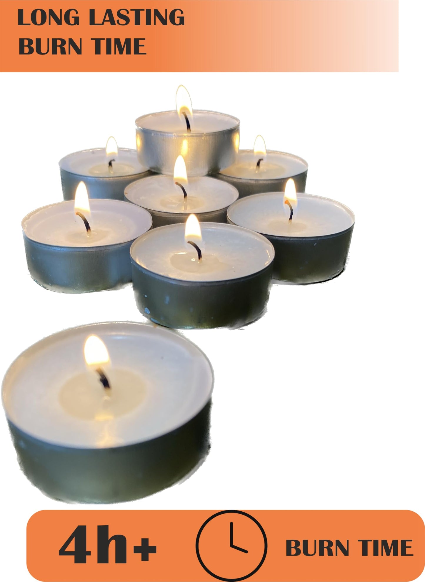 Generic Premium European Wax Tea Light Candles - Bulk Pack of 100 | Long-Lasting, Smokeless & Dripless | Ideal for Weddings, Romantic Nights & Home Decor, White