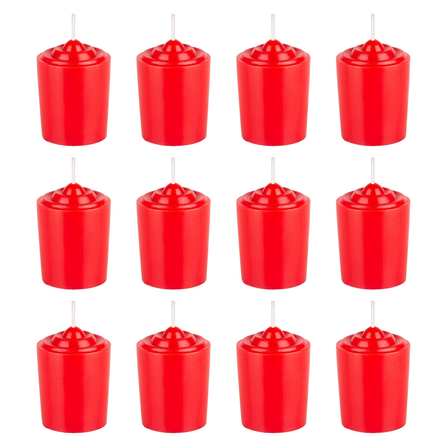 Mega Candles 12 pcs Unscented Red Votive Candles, Hand Poured Wax Candle 15 Hours 1.5 Inch x 2.25 Inch, Home Décor, Wedding Receptions, Centerpieces, Occasions, Events, Meditations, Holders