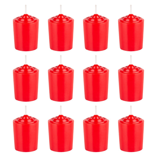 Mega Candles 12 pcs Unscented Red Votive Candles, Hand Poured Wax Candle 15 Hours 1.5 Inch x 2.25 Inch, Home Décor, Wedding Receptions, Centerpieces, Occasions, Events, Meditations, Holders