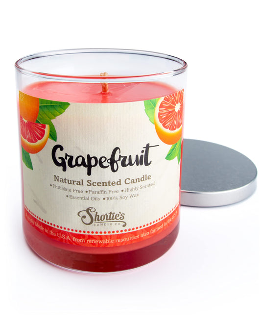 Grapefruit Highly Scented Natural Soy Candle, Essential Fragrance Oils, 100% Soy, Phthalate & Paraben Free, Clean Burning, 9 Oz.