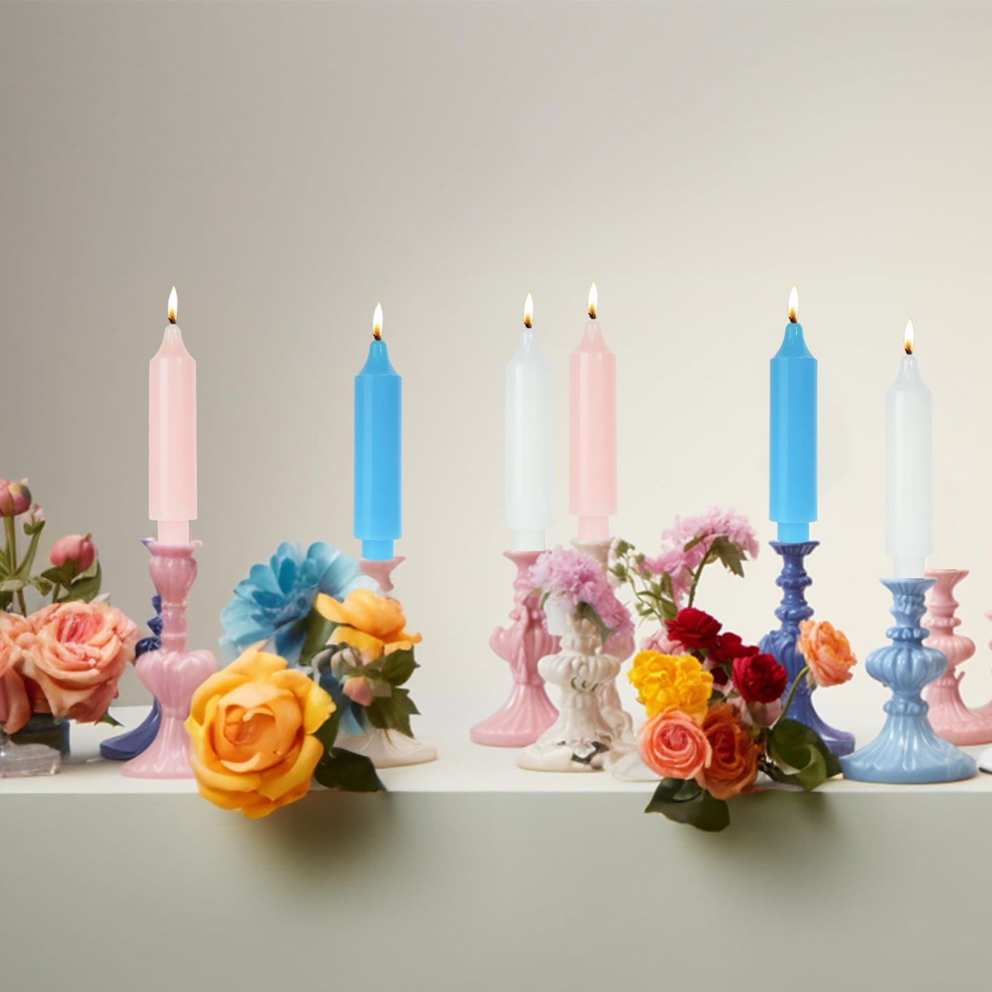 MAITREYA Short Taper Candle Candlesticks Dripless Dinner Candle for Wedding Party Decoration Home Dinner,6.5inch,4 Pack,Dark Green