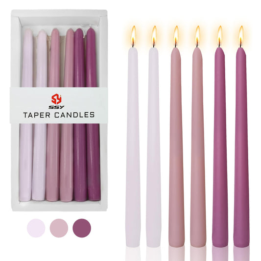 Gedengni Tapered Candles Scented Candlesticks,10 Inch Colored Candle Sticks Lavender Scent Taper Candles Long Purple Candles for Dinner Decor Housewarming Women Gift Idea,8D6PC-PURGRA