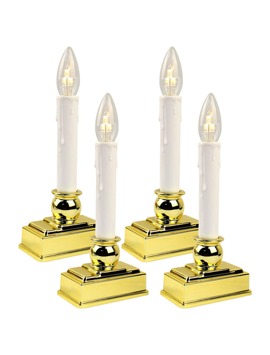 Hobbynors Classic Flameless Window Candles, 4 Pack Battery Operated Taper Candles with Automatic Timer, Realistic Flickering LED Light for Christmas, Holiday & Vintage Home Decor