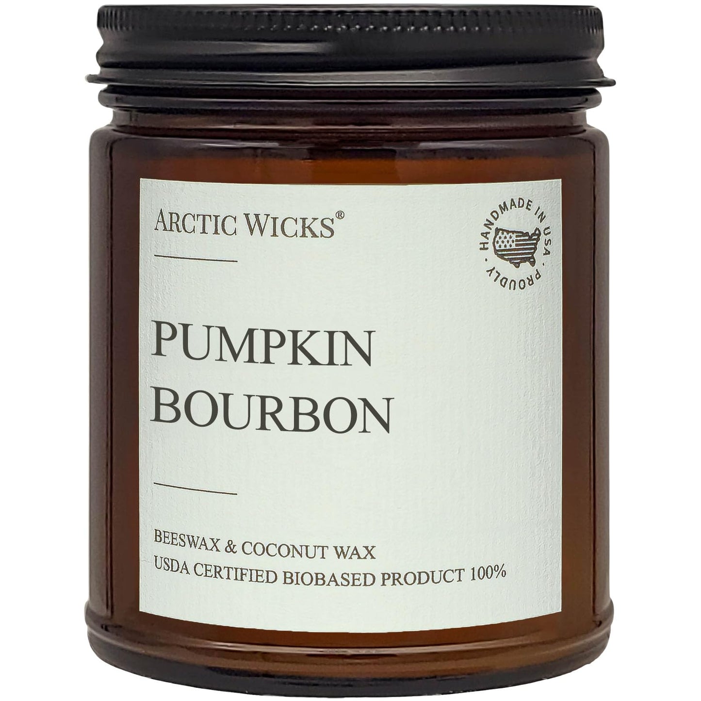 Arctic Wicks Scented Coconut Beeswax Candles | Coconut Beeswax Non Toxic Candle 9oz Amber | Farmhouse Candles Non-Toxic Clean Burn 100% USDA Certified Biobased (Pumpkin Bourbon)